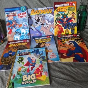 DC Comics Early Reader Kids Book Set 7pc Batman Wonder Woman Superman Justice